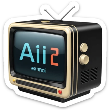 A 2d TV box that reads A.I. sticker