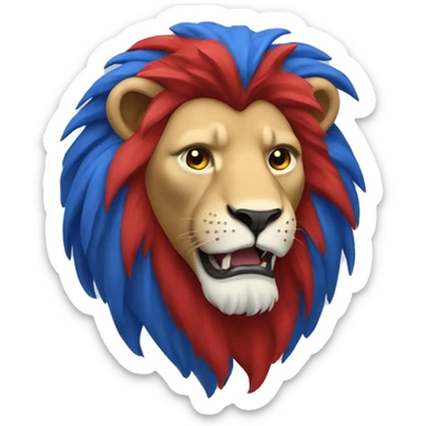 Red and blue lion  sticker