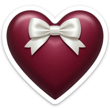 dark maroon heart with white bow sticker
