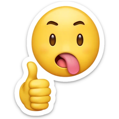 Emoji with tongue sticking out mockingly and a thumbs down  sticker