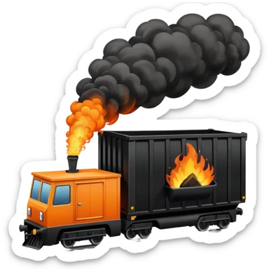 Train pushing dumpster fire off cliff sticker