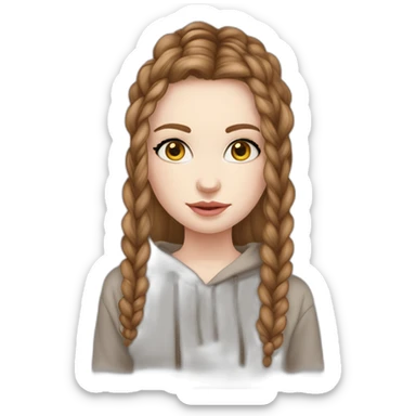 pale skin and long braid marron hair and huzlenuts eyes girl hoodie sticker