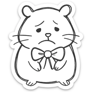 sad hamster with a bow sticker