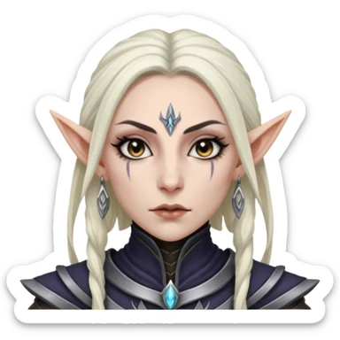 ESO female dark elf warrior with lashes and earrings sticker