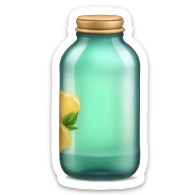 glass bottle with light tea sticker