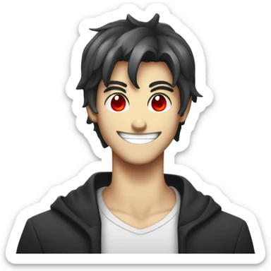 evil anime guy grinning with red eyes sticker