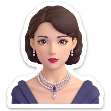 Sophisticated British young woman with classic style, tasteful makeup and delicate jewelry sticker