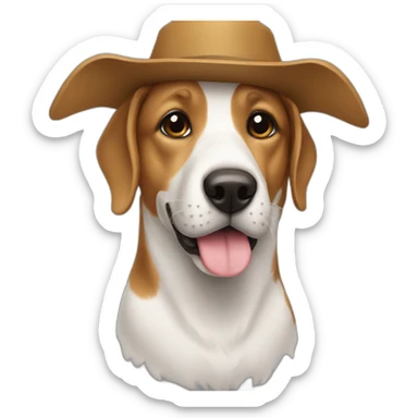 a dog in a hat sticker