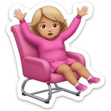 Little Girl fat but not too fat falling off chair with pink clothes on sticker