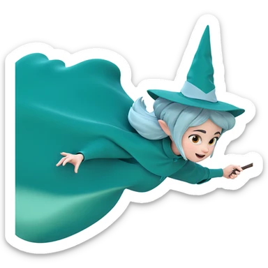 witch girl with wand sticker
