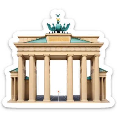 Cinematic Realistic Brandenburg Gate Landmark Emoji, depicted as the iconic neoclassical monument rendered with lifelike detail and dynamic, historic lighting. sticker