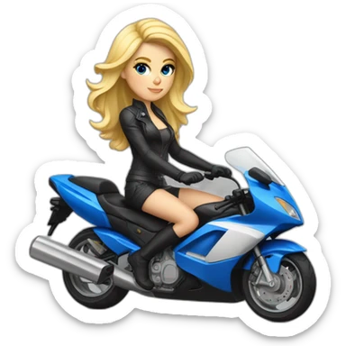 Femme blonde aux yeux bleus sur une moto sticker