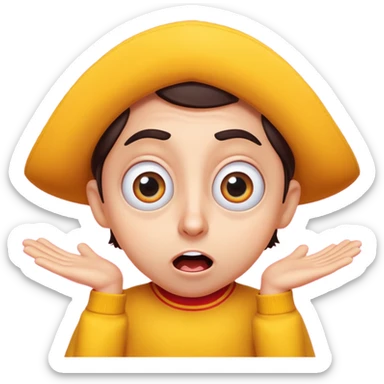 “Funny Spanish cartoon character with big expressive eyes, over-the-top reactions, bright colors, exaggerated comedy pose, cute but chaotic energy, meme-style, perfect for viral videos.” sticker