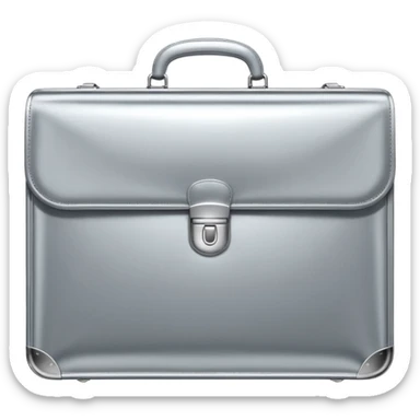 A luxury briefcase emoji made of polished silver chrome, smooth rectangular shape, metallic reflections, minimal high-end design, swag business aesthetic, iOS emoji style, centered, clean white background
 sticker