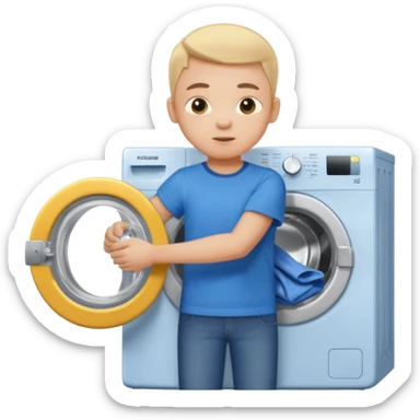 child putting clothes in a washing machine sticker