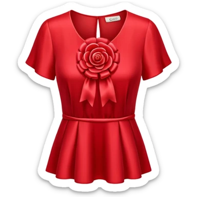 red silk top with rosette sticker