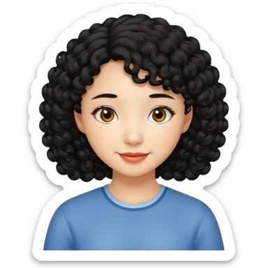 Asian girl with black curly hair sticker