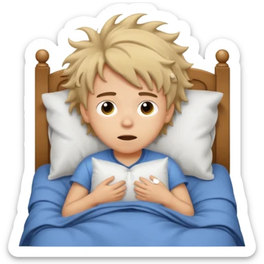 emoji- of a cute boy waking up in bed sticker