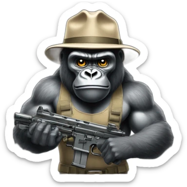 Buff Gorilla holding an M13 gun sticker