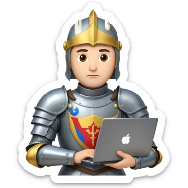 knight holding laptop sticker