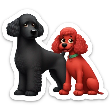 Black dog poodle with Clifford the big red dog sticker