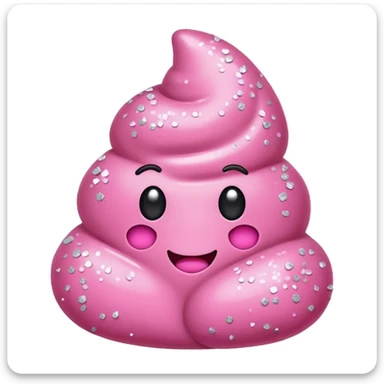 Pink poop with glitters on pink background  sticker