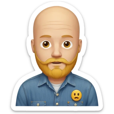 bald man with long yellow beard and shirts sticker