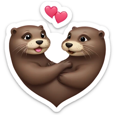 Two Otters making a heart sticker