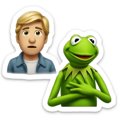 anxious kermit the frog sticker