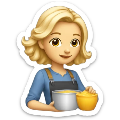 une personne blonde avec de la poussière dans les cheveux et un pot de miel dans la main sticker