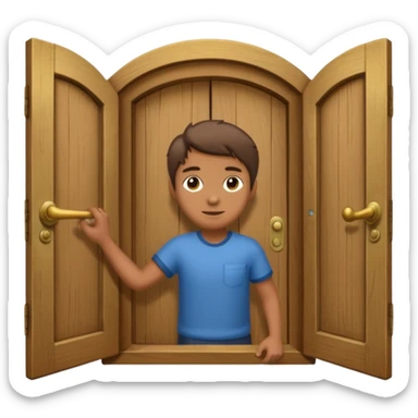 persona abriendo puerta sticker