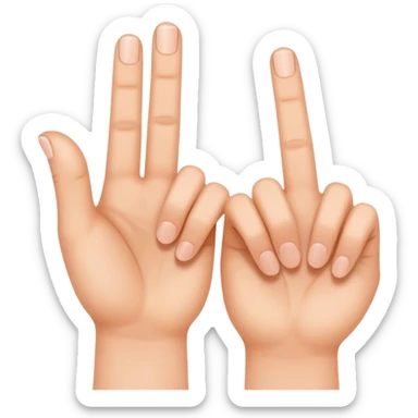 two hands with index fingertips touching, thumbs straight to form an M  sticker