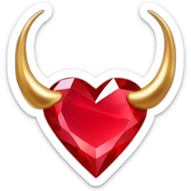Red heart diamond with gold horns sticker