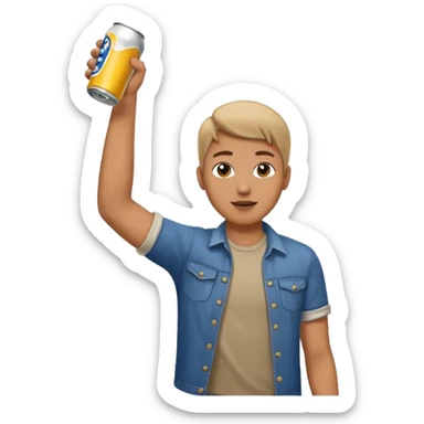 throwing beer can with the arm up in the air sticker
