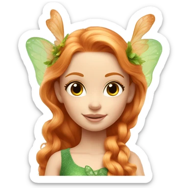 Beautiful ginger Barbie fairy with a fawn sticker