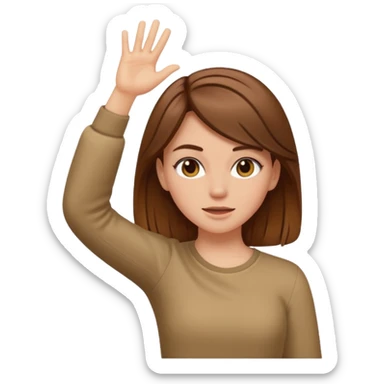 white girl with brown hair that’s down dabbing sticker