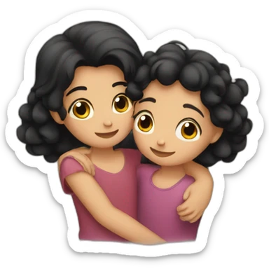 girl and boy blackhair hug sticker