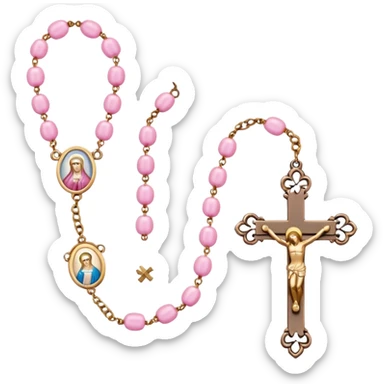 make catholic rosary with very girly pink tones. sticker