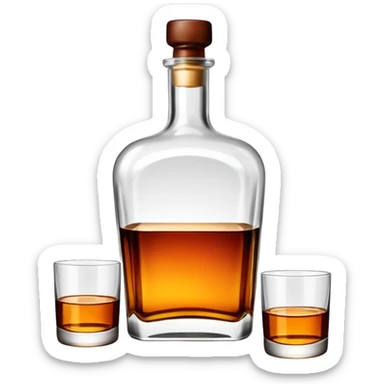 Empty whiskey bottle on its side sticker