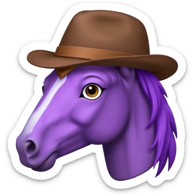 purple horse with brown hat sticker