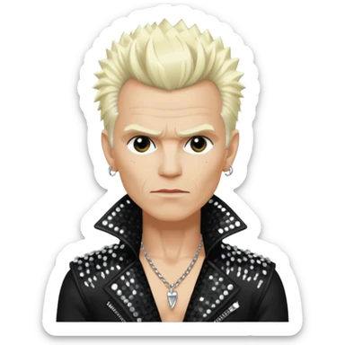 Billy Idol with white blonde hair, black sequin outfit  sticker