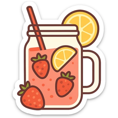 flat toon strawberry lemonade sticker