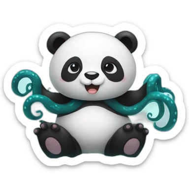 Panda do a hug to octopus sticker
