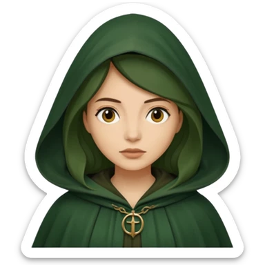 woman waring dark green cloak like in the traitors tv show sticker