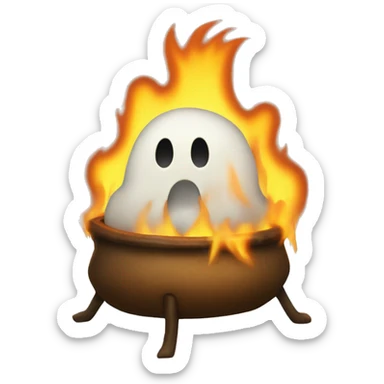 Ghosts roast man in bonfire sticker