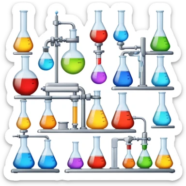 a collage of lab apparatus in IOS 18 emojis. each separated not attached. sticker