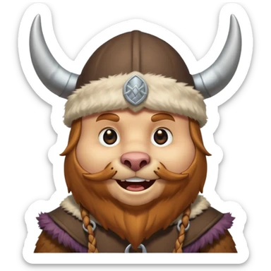 a cartoon Viking bear with horned cap sticker