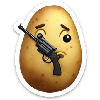 Potato with a gun sticker