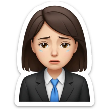 sad brunette girl in buisiness outfit crying emoji sticker