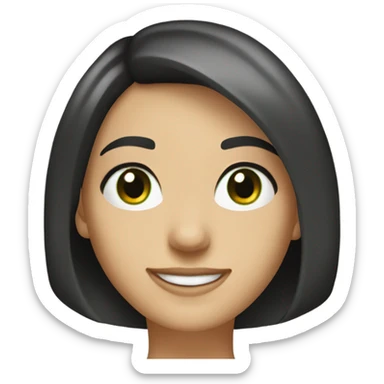 Brunette bob cut dark green  eyes  smiling sticker